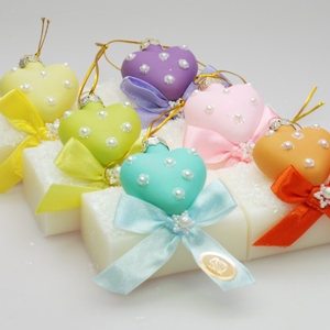 Sheep milk soap 100g, decorated with a glass christmas heart, Classic 