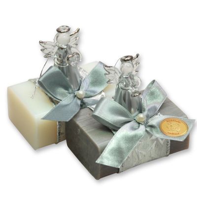 Sheep milk soap 100g, decorated with an angel, Classic/christmas rose 
