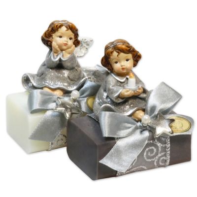 Sheep milk soap 100g decorated with an angel, Classic/Christmas Rose 
