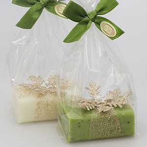 Sheep milk soap 100g, decorated with a snowflake in a cellophane, Classic/verbena 