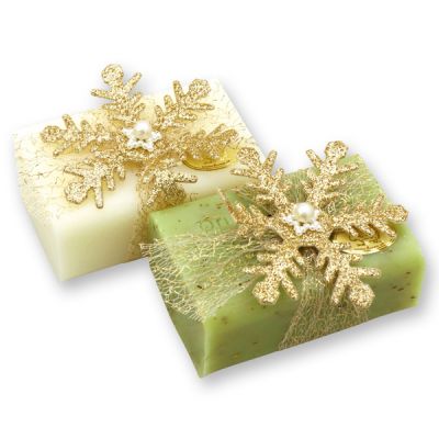 Sheep milk soap 100g, decorated with a snowflake, Classic/verbena 