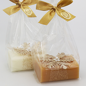 Sheep milk soap 100g decorated with a snowflake in a cellophane, Classic/quince 