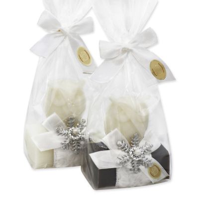 Sheep milk soap 100g, decorated with a soap owl 50g in a cellophane, Classic/christmas rose 