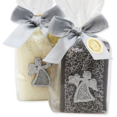 Sheep milk soap 100g decorated with an angel in a cellophane, Classic/Christmas rose 
