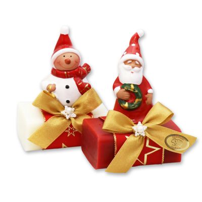 Schafmilchseife eckig 100g, dekoriert mit weihnachtliche Figuren, Classic/Granatapfel 