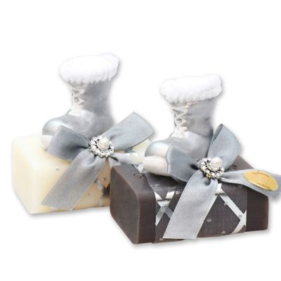 Sheep milk soap 100g, decorated with a boot, Classic/christmas rose 