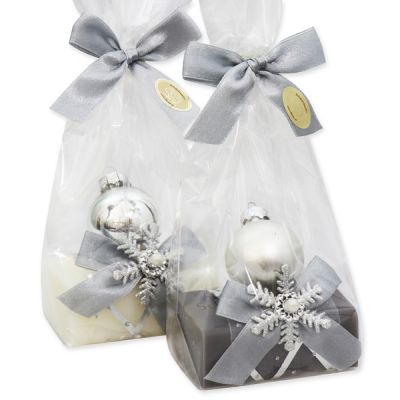 Sheep milk soap 100g, decorated with a christmas ball in a cellophane, Classic/christmas rose 