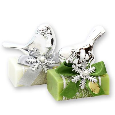 Sheep milk soap 100g, decorated with a bird, Classic/verbena 