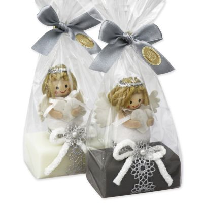 Sheep milk soap 100g, decorated with an angel in a cellophane, Classic/christmas rose 