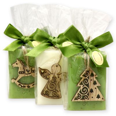 Sheep milk soap 100g, decorated with wooden christmas decorationsin a cellophane, Classic/verbena 