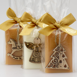 Sheep milk soap 100g, decorated with christmas decorations in a cellophane, Classic/quince 