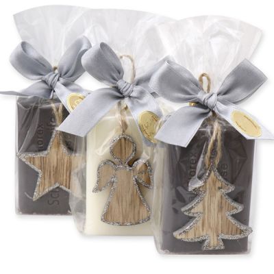 Sheep milk soap 100g, decorated with christmas motives in a cellophane, Classic/christmas rose 