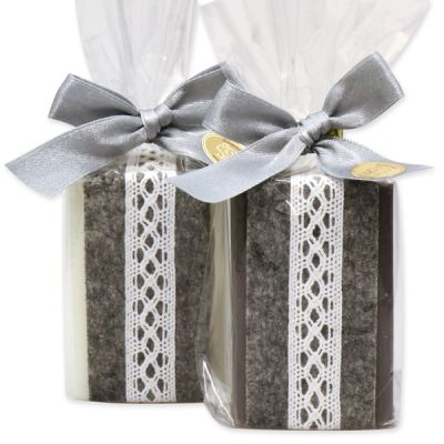 Sheep milk soap 100g, decorated with a ribbon in a cellophane, Classic/christmas rose 
