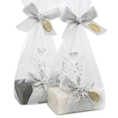 Sheep milk soap 100g,  decorated with an angel in a cellophane, Classic/christmas rose 