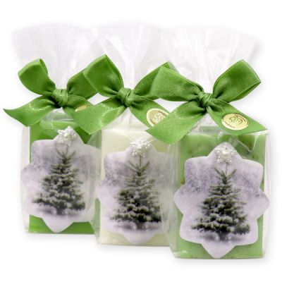 Sheep milk soap 100g, decorated with a star with a tree and a pearl star in a cellophane, sorted 