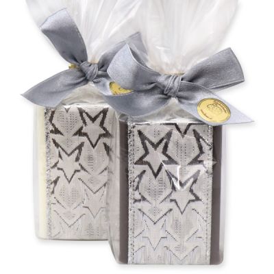 Sheep milk soap 100g, decorated with a star ribbon in a cellophane, Classic/christmas rose 