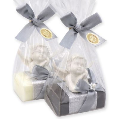 Sheep milk soap 100g, decorated with an angel in a cellophane, Classic/christmas rose 