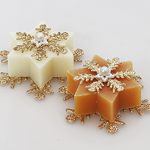 Sheep milk soap star 20g, decorated with snowflakes, Classic/quince 