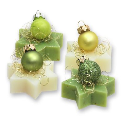 Sheep milk soap star 20g, decorated with a glass christmas ball, Classic/verbena 