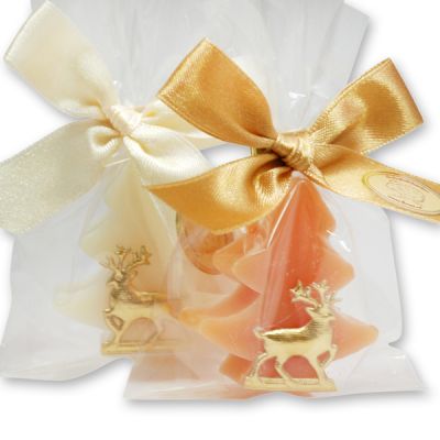 Sheep milk soap tree 16g, decorated with a gold ribbon in a cellophane, Classic/quince 