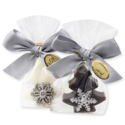 Sheep milk soap tree 16g, decorated with a star/snowflake in a cellophane, Classic/christmas rose 