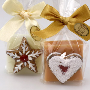 Sheep milk soap 35g, decorated with gingerbread decorations in a cellophane, Classic/quince 