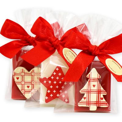 Schafmilchseife Wiener Gästeseife 25g, dekoriert mit weihnachtliche Motive in Cello, Classic/Granatapfel 