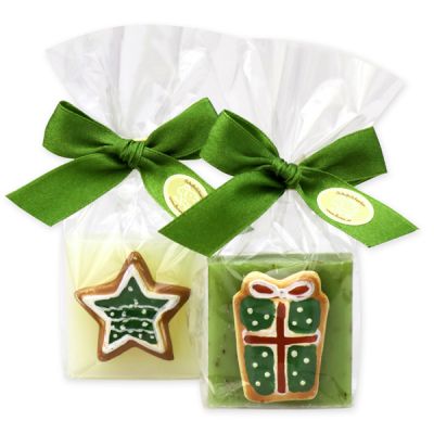 Sheep milk soap 35g, decorated with christmas decorations in a cellophane, Classic/verbena 