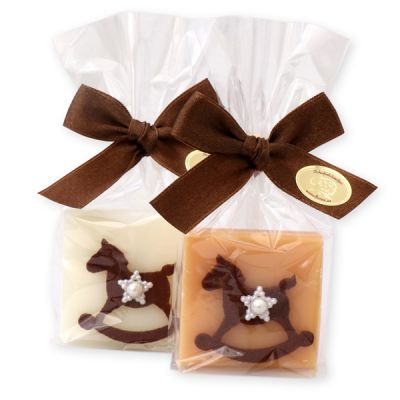 Sheep milk soap 35g, decorated with a rocking horse in a cellophane, Classic/quince 