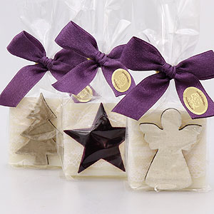 Schafmilchseife Quadrat 35g, dekoriert mit weihnachtliche Motive in Cello, Classic 