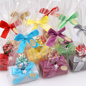 Sheep milk soap 100g, decorated with a glass christmas hanger present in a cellophane, sorted 