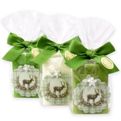 Sheep milk soap 100g, decorated with a deer in a cellophane, sorted 