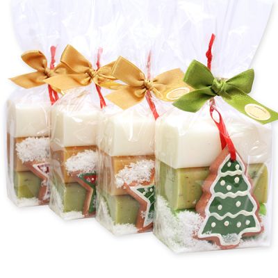 Sheep milk soap 100g, decorated with gingerbread forms in a cellophane, sorted 