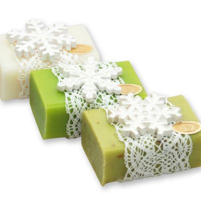 Sheep milk soap 100g, decorated with a snowflake, sorted 
