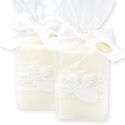 Schafmilchseife eckig 100g dekoriert mit Filzengel in Cello, Classic 