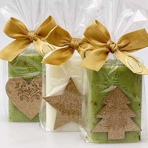 Sheep milk soap 100g, decorated with christmas decorations in a cellophane, Classic/verbena 