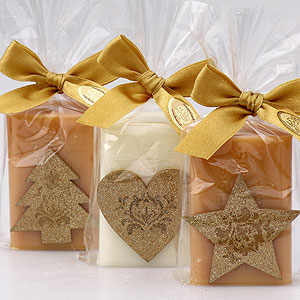 Sheep milk soap 100g, decorated with christmass decorations in a cellophane, Classic/quince 