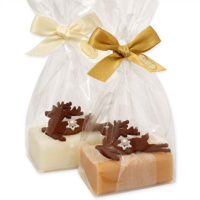 Sheep milk soap 100g, decorated with a deer in a cellophane, Classic/quince 