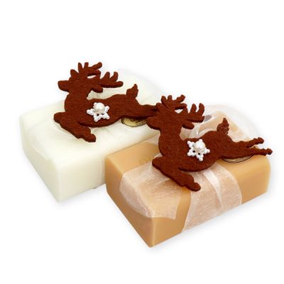 Sheep milk soap 100g, decorated with a deer, Classic/quince 