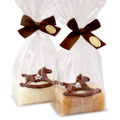 Sheep milk soap 100g, decorated with a rocking horse in a cellophane, Classic/quince 