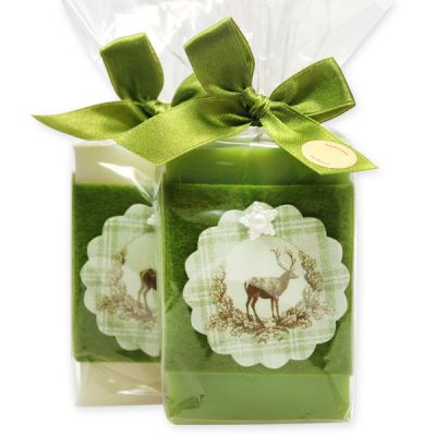Sheep milk soap 150g, decorated with a deer in a cellophane, Classic/apple 