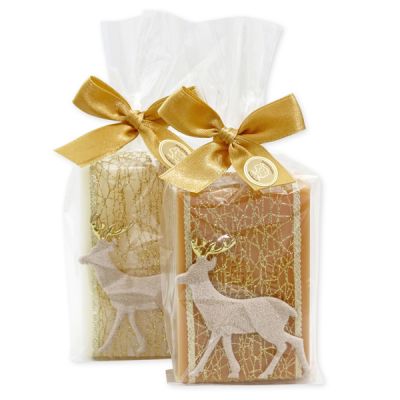 Sheep milk soap 150g, decorated with a deer in a cellophane, Classic/quince 